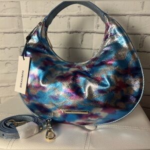 NWT Brahmin Metallic and Iridescent Blue and Silver Bag